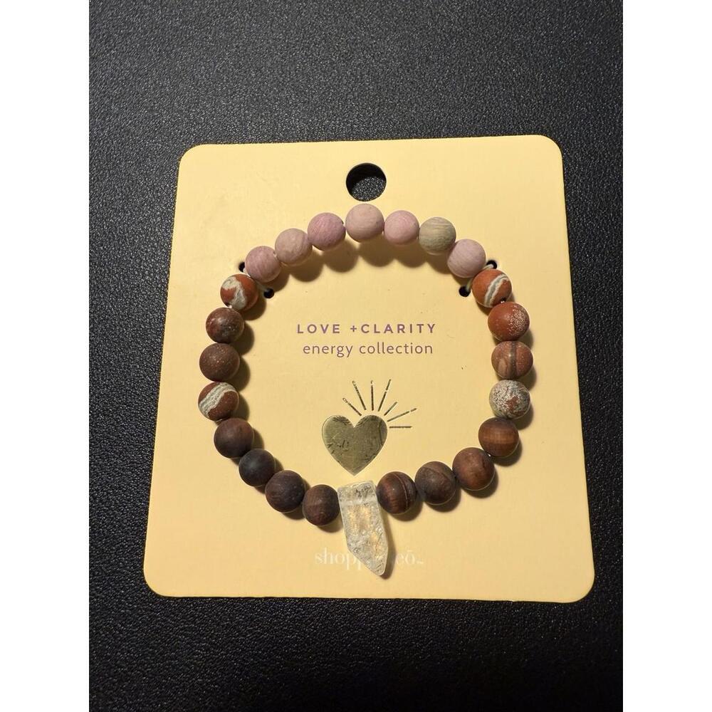 Geo Central Love + Clarity Quartz Stretchable Bracelet, NWT, 3”